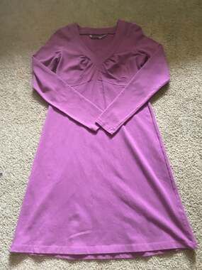 Athleta Dress Size S Purple Long Sleeve Organic Cotton Empire Waist